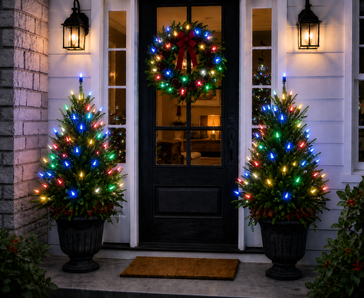 Multicolor 5MM LED Light Set - 70 Lights - 4" Spacing - Green Wire — view 2