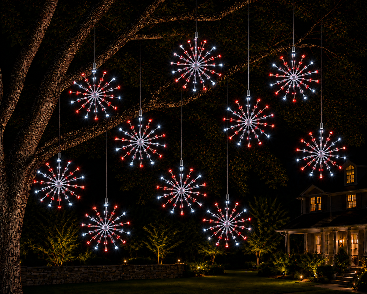 16" Red/Pure White LED Spritzer - Twinkle - Green Frame — view 2
