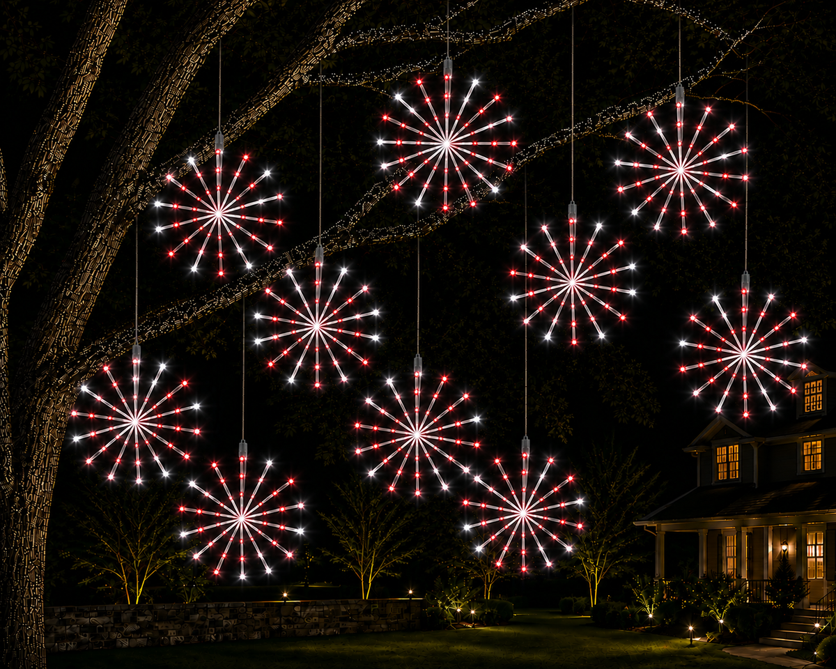 16" Red/Pure White LED Spritzer - Twinkle - White Frame — view 2