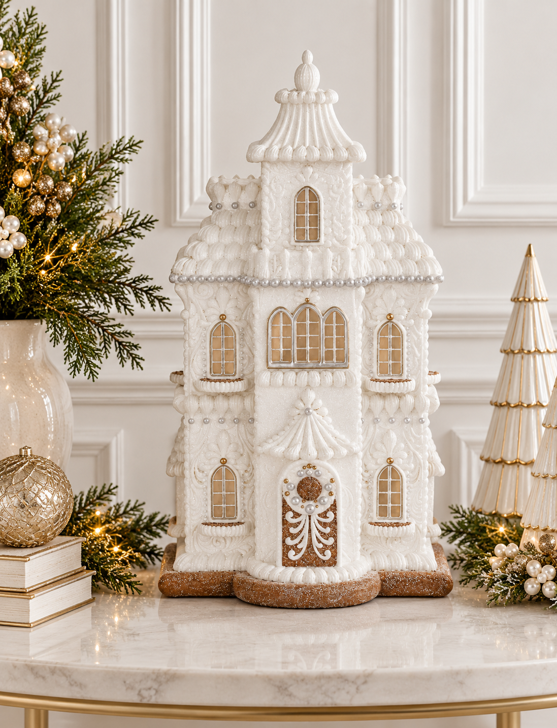 LED Gingerbread House - 24.25" - White Glitter — view 2