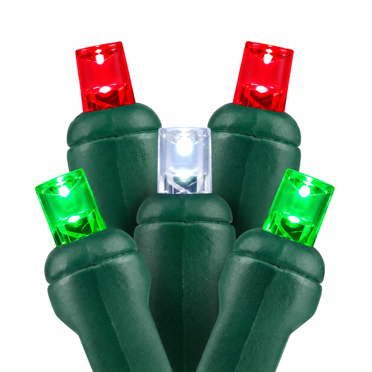 Red/Green/Cool White TruLit Pro 5MM LED Light Set - 70 Lights - Strobe - 4" Spacing - Green Wire — view 1