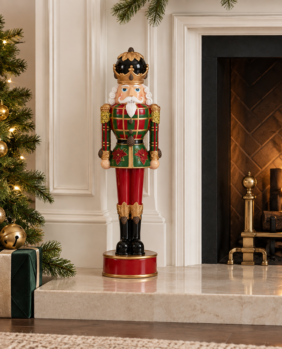 Nutcracker with Plaid Coat - 210" - Red/Green — view 2