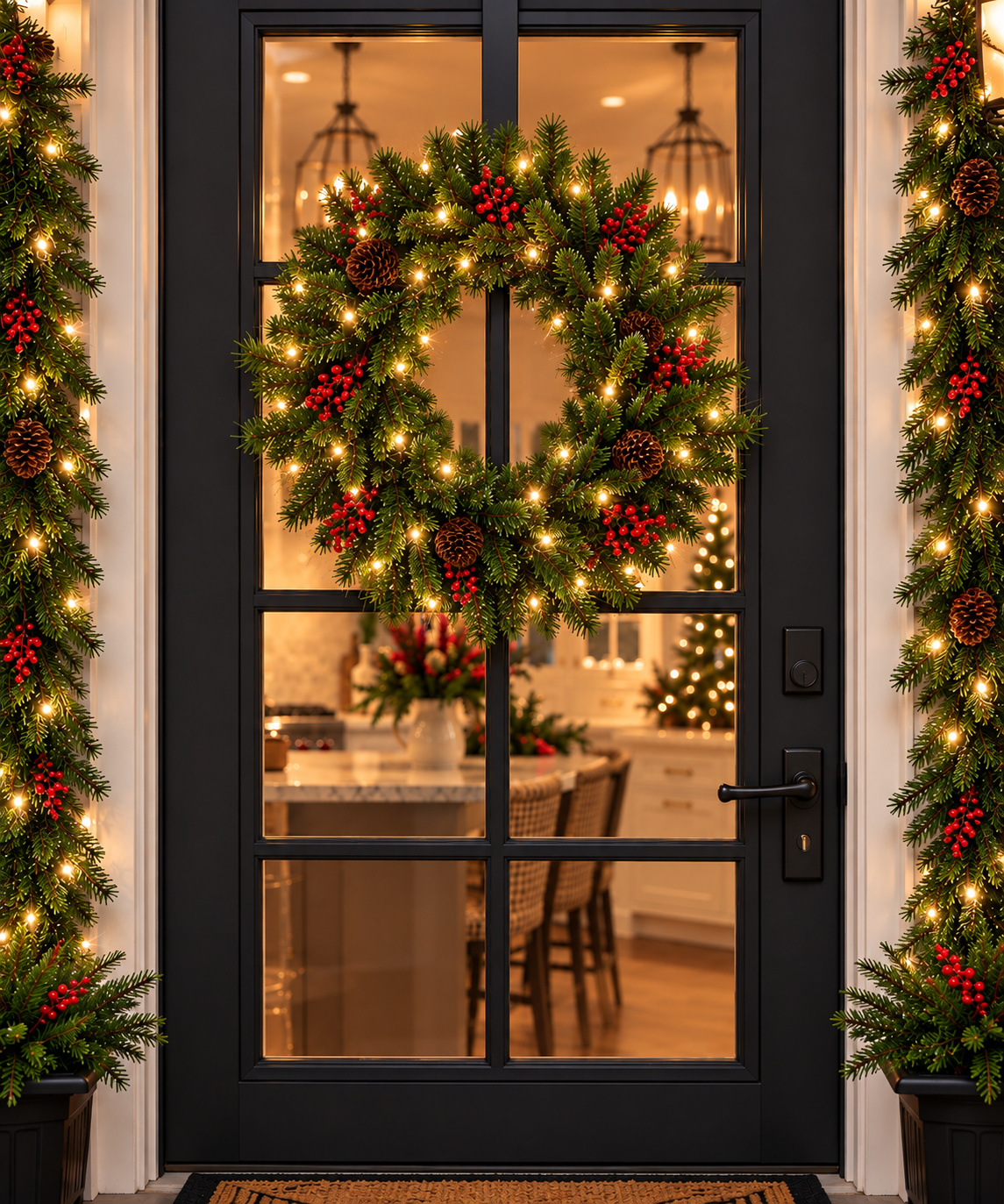 30" Prelit Warm White Battery Operated Noel Wreath — view 2
