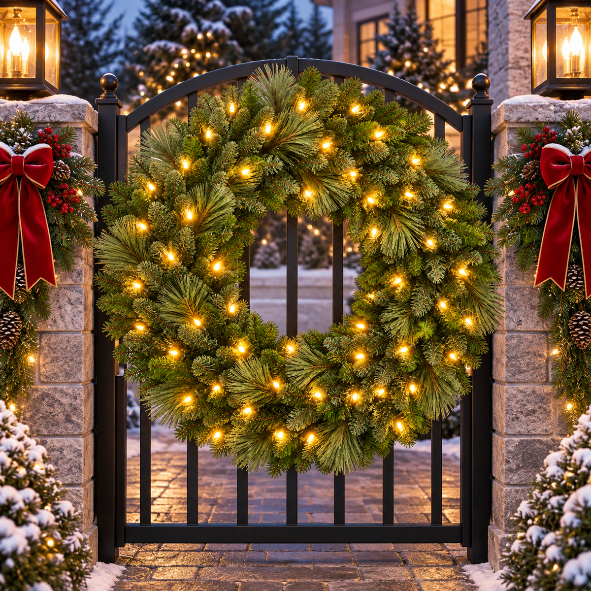 36" Warm White Deluxe Sequoia Fir Wreath — view 2