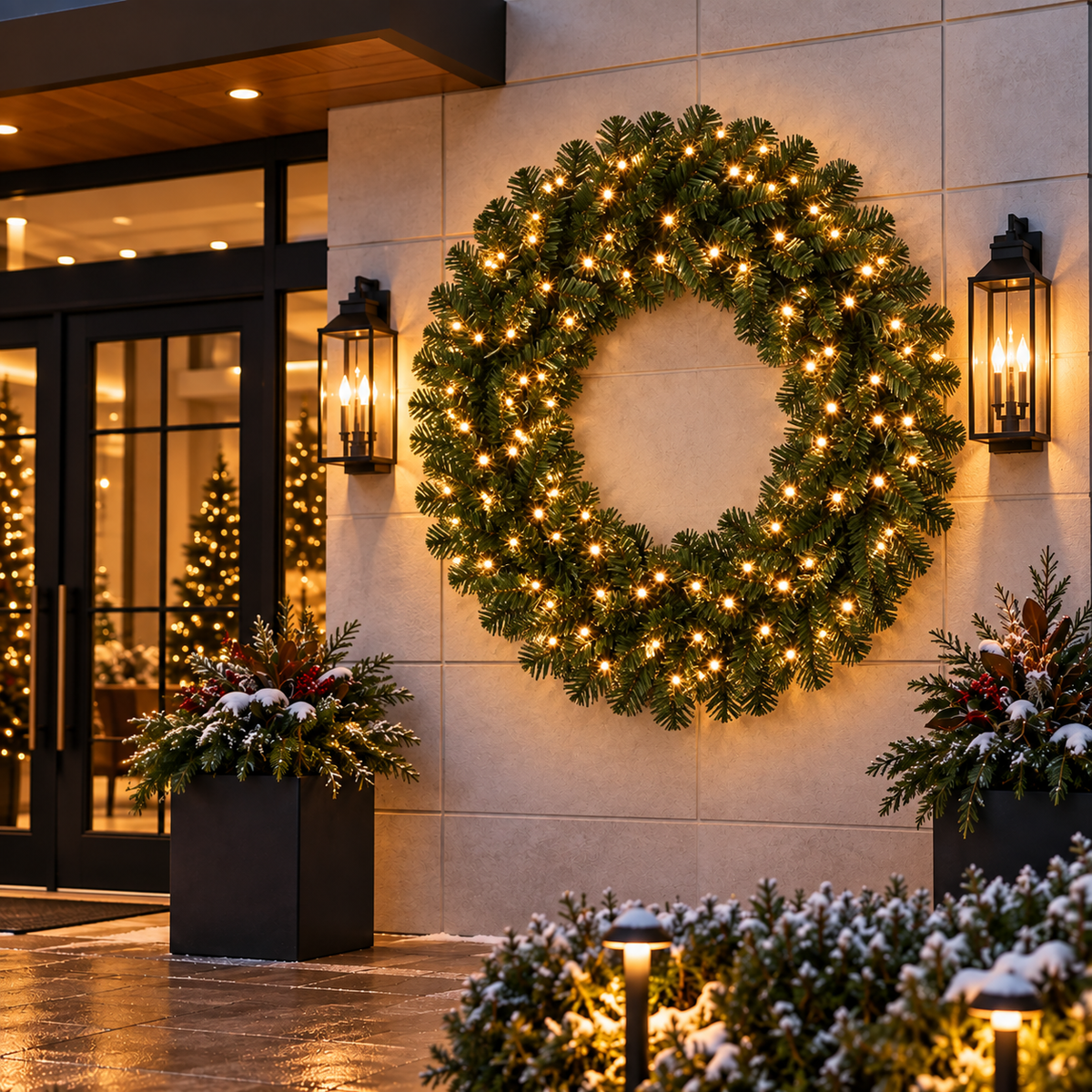 96" Warm White Deluxe Oregon Wreath — view 2
