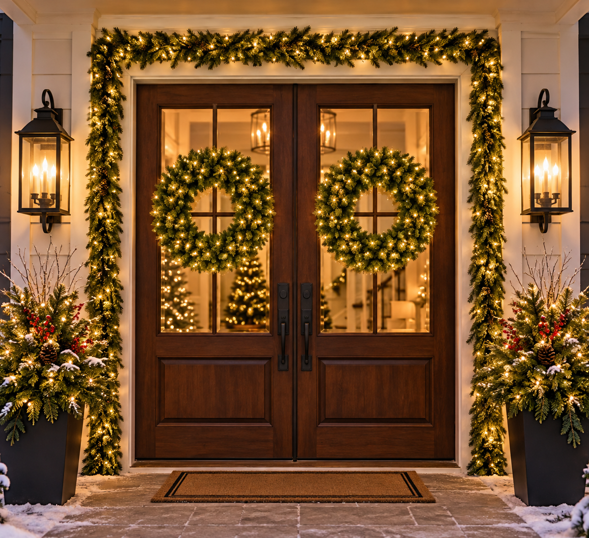 36" Warm White Dense Forest Pine Wreath — view 2