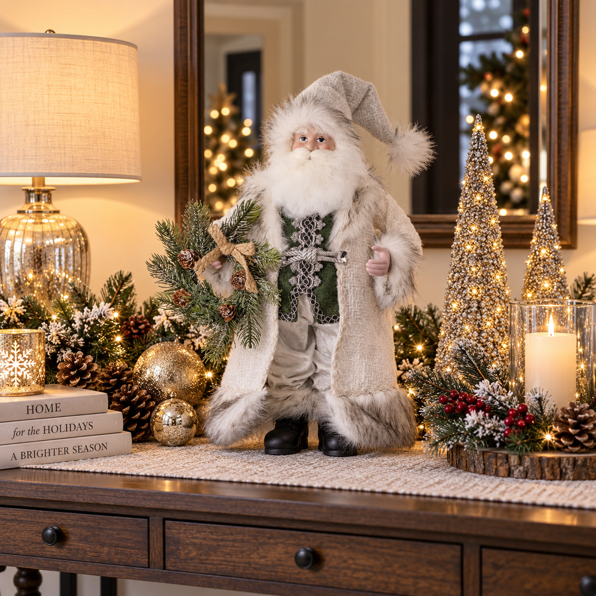 Northwoods Santa with Wreath - 110" — view 2