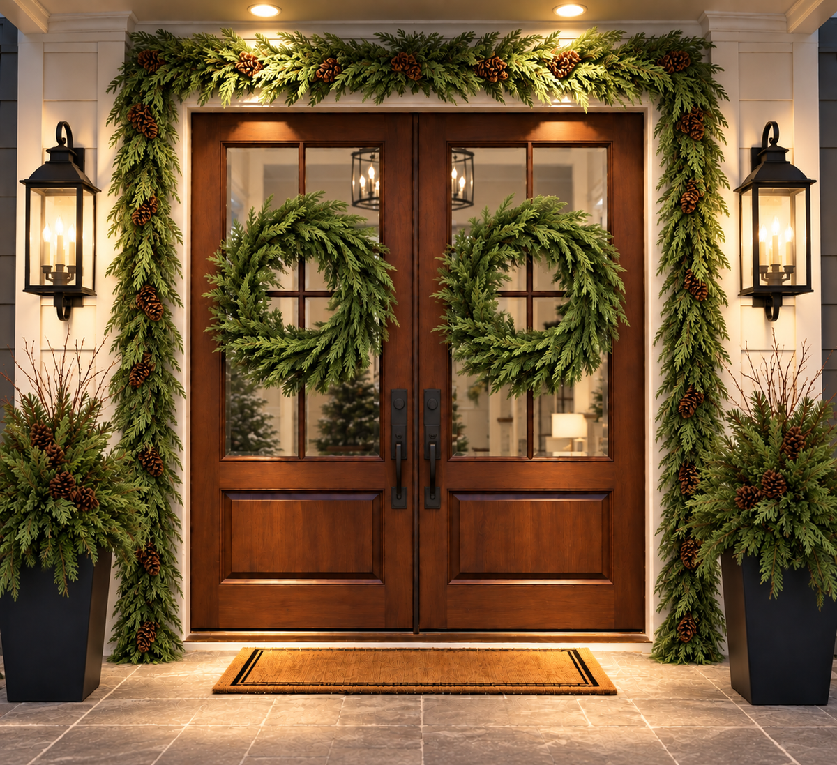 36" Unlit Natural Touch Forest Norfolk Pine Wreath — view 2