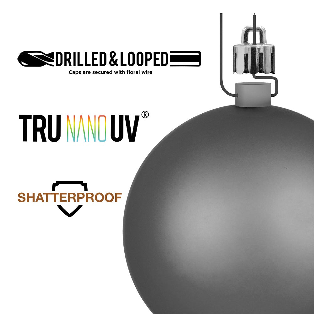 4" 4-Finish Shatterproof Ball Ornament Set - Silver — view 2
