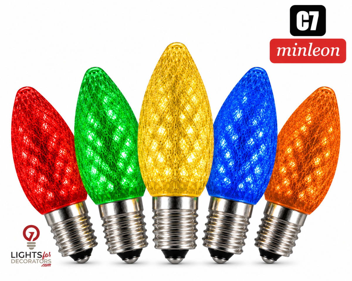 Multi Colored LED C7 - Minleon Faceted Bulb - Steady — view 1