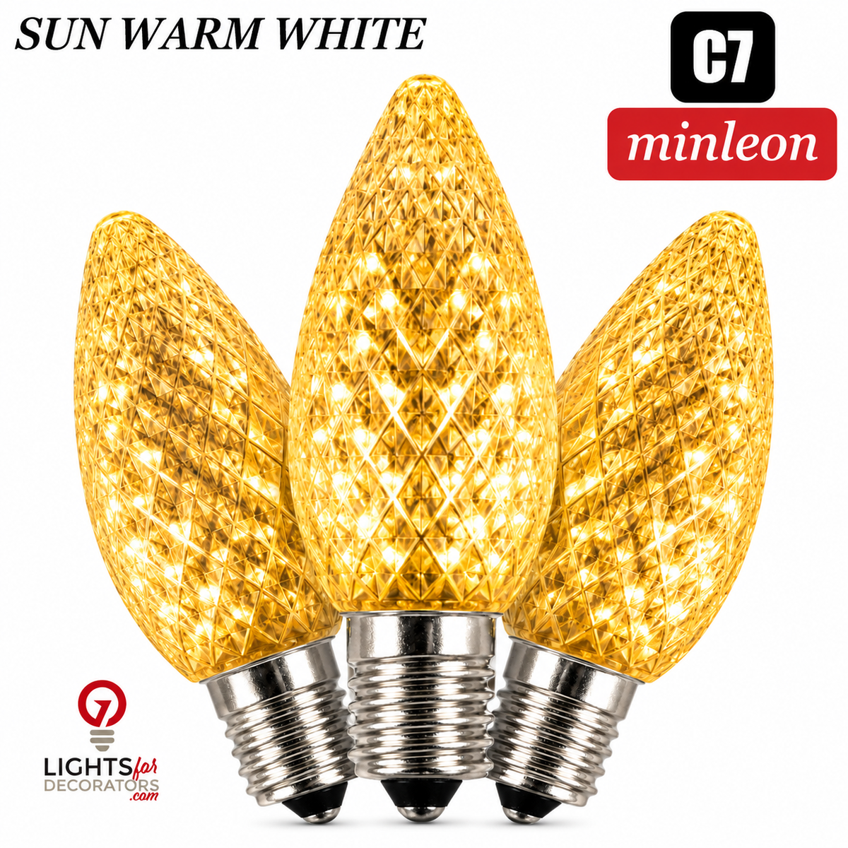 Sun Warm White LED C7 - Minleon Faceted Bulb - Steady — view 1