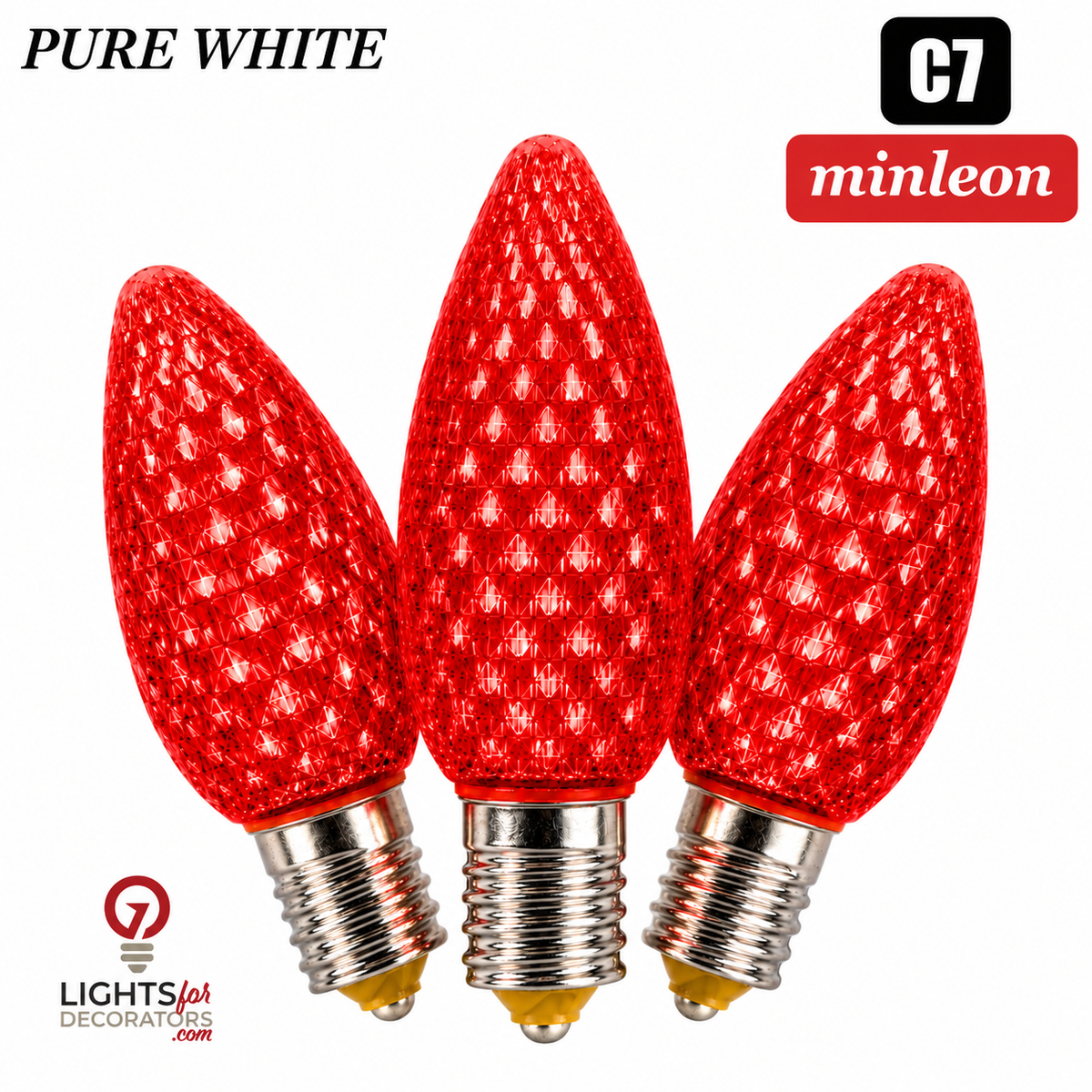 Red LED C7 - Minleon Faceted Bulb - Steady — view 1