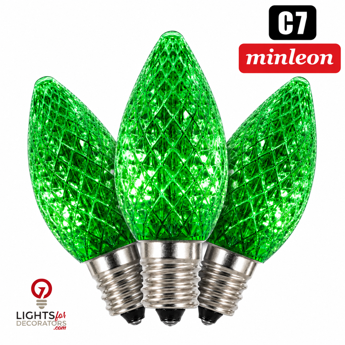 Green LED C7 - Minleon Faceted Bulb - Steady — view 1