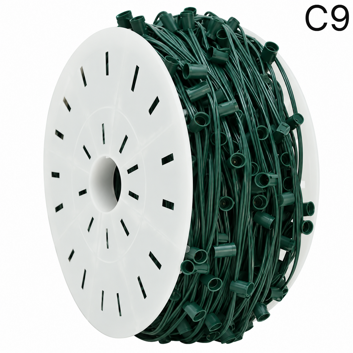 C9 Socket Cord - 1000ft spool - 12" Green — view 1