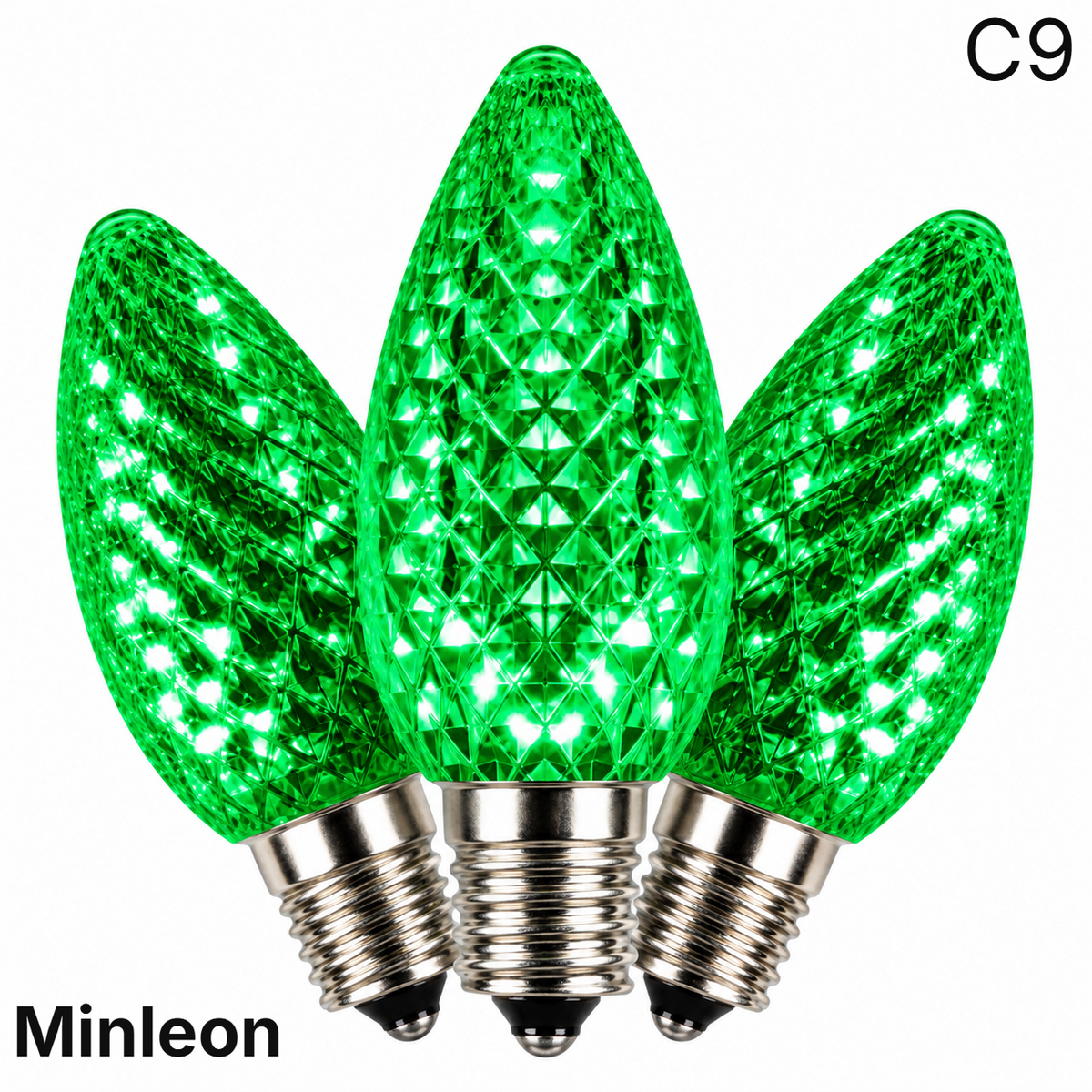 Green LED C9 - Minleon Faceted Bulb - Steady — view 1
