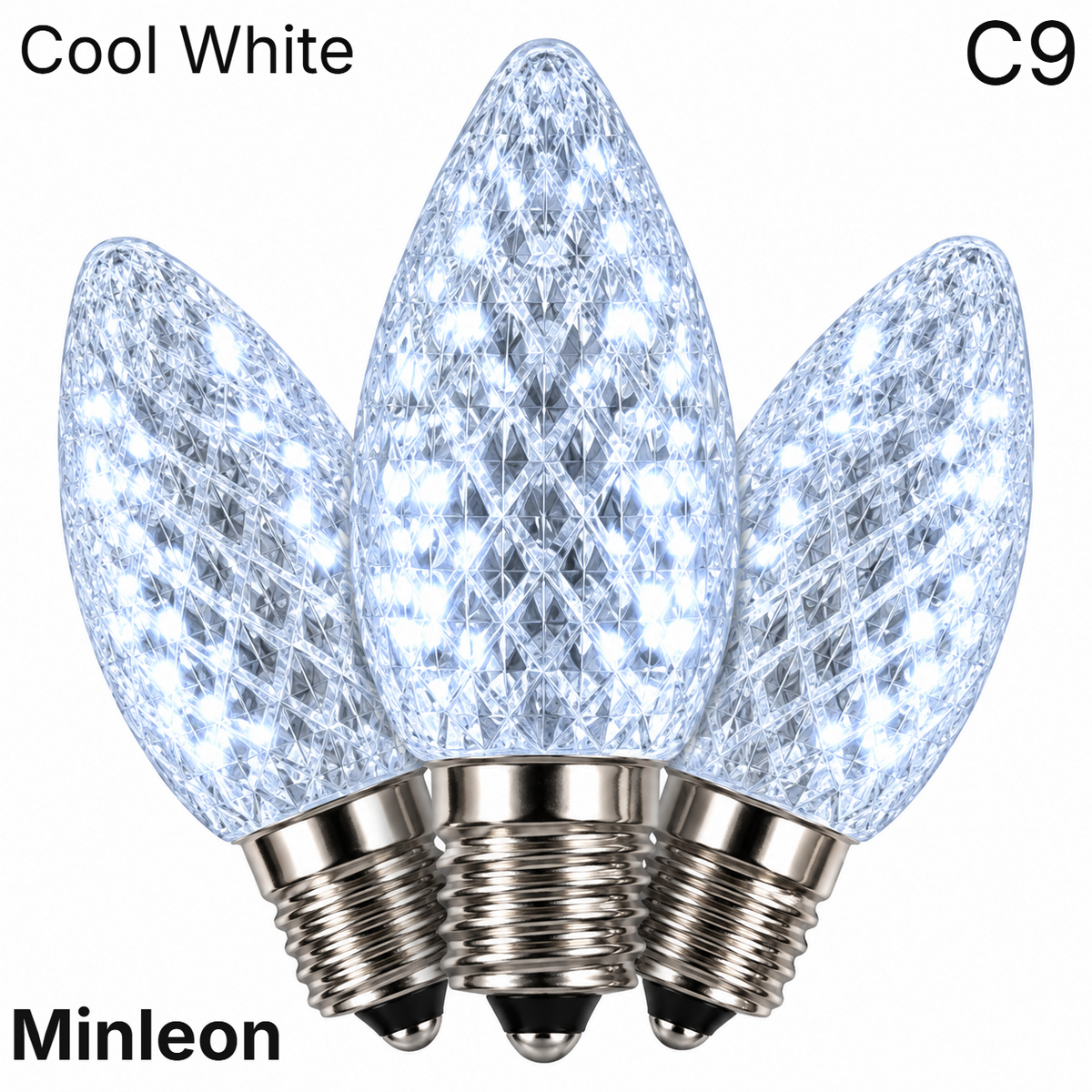 Cool White LED C9 - Minleon Faceted Bulb - Steady — view 1