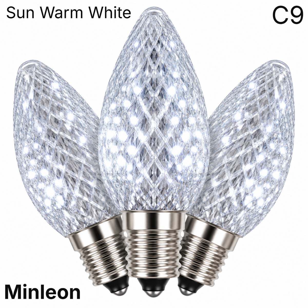 Sun Warm White LED C9 - Minleon Faceted Bulb - Steady — view 1