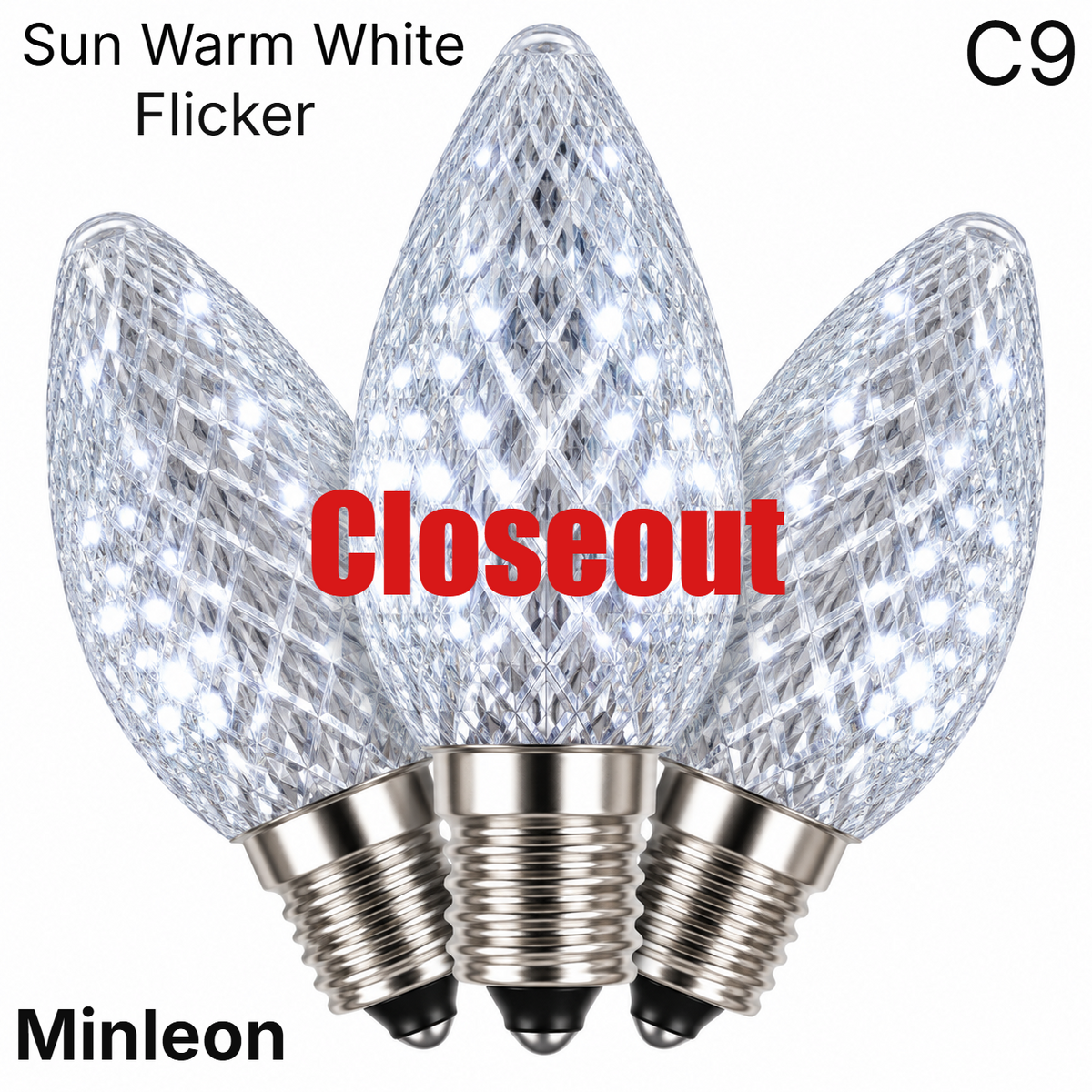 Sun Warm White LED C9 - Minleon Faceted Bulb - Flicker — view 1