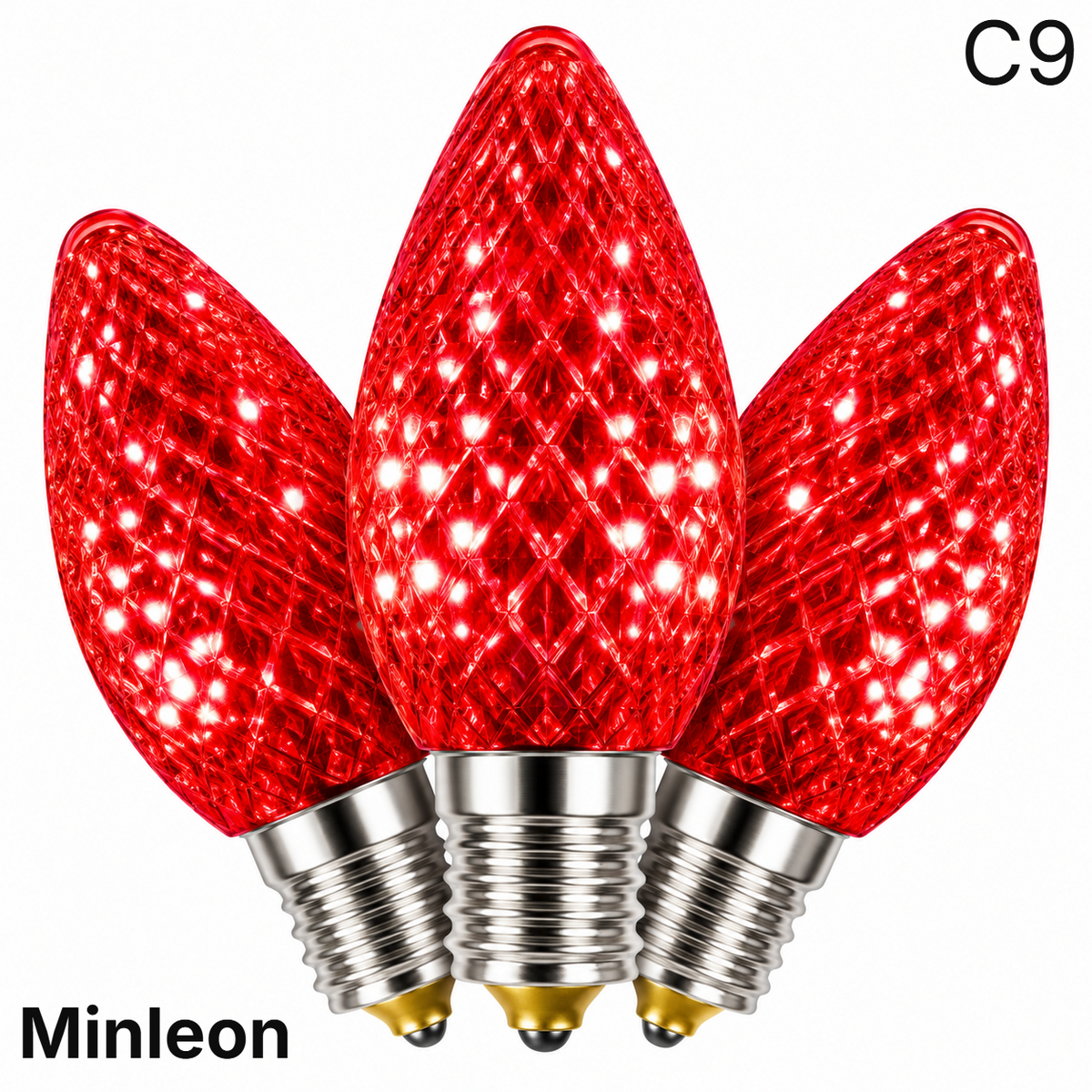 Red LED C9 - Minleon Faceted Bulb - Steady — view 1
