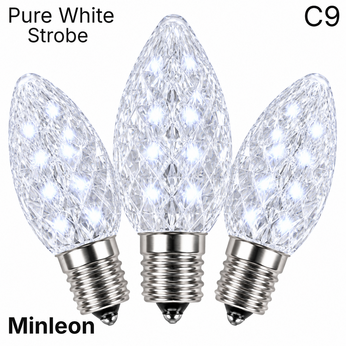 Pure White LED Strobe C9 - Minleon Bulb — view 1