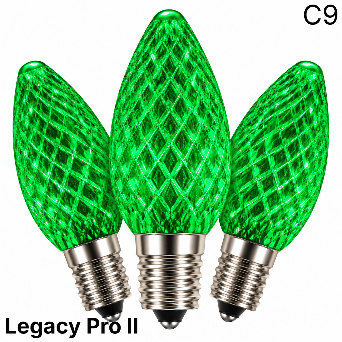 Green LED C9 - LegacyPro II Faceted Bulb - Steady — view 1
