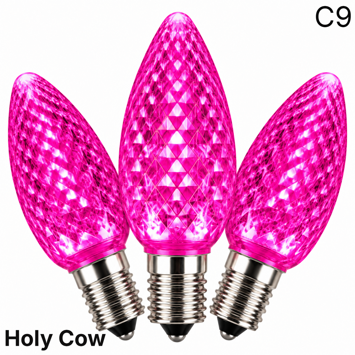 Pink LED C9 - Holy Cow Faceted Bulb - Steady — view 1