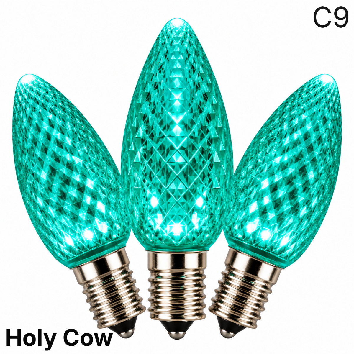 Teal LED C9 - Holy Cow Faceted Bulb - Steady — view 1
