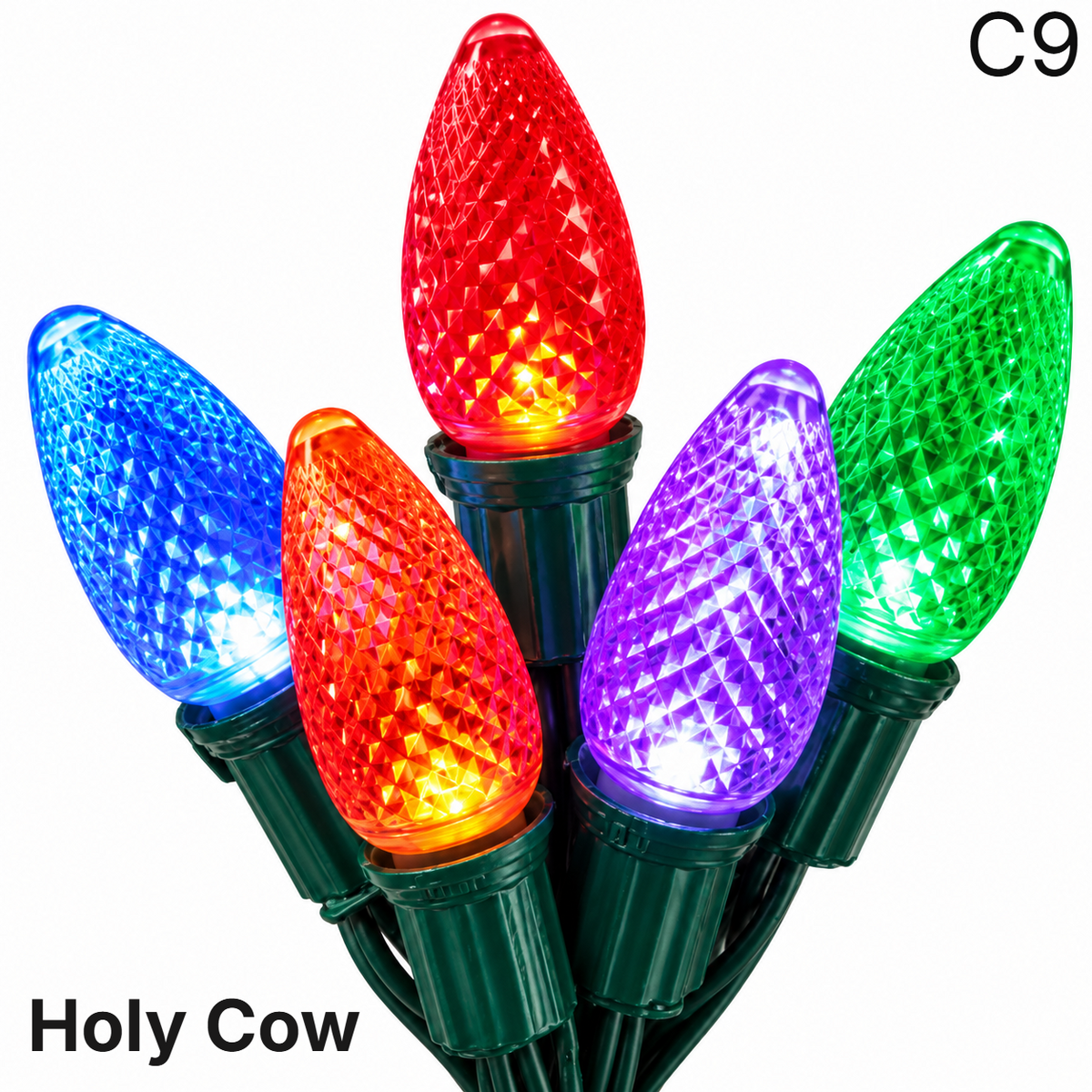 Multi Colored LED C9 - Holy Cow Faceted Bulb - Steady — view 1