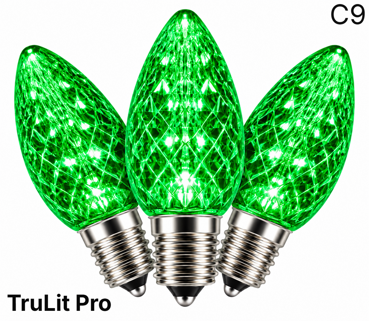 Green LED C9 - TruLit Pro Faceted Bulb - Steady — view 1