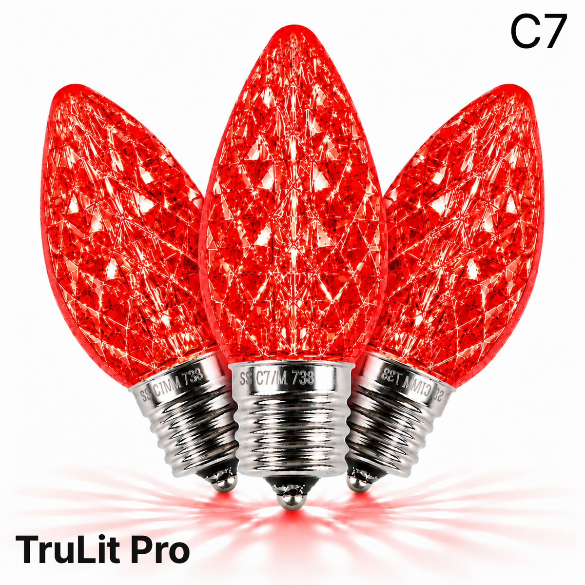 Red LED C7 - TruLit Pro Faceted LED Bulb - Steady — view 1