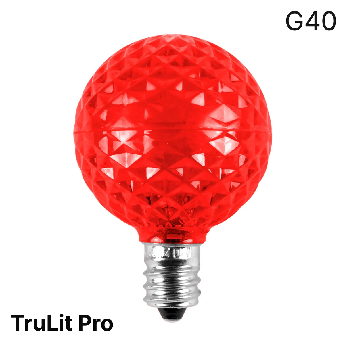 Red LED G40 - TrueLit Pro Faceted Bulb — view 1