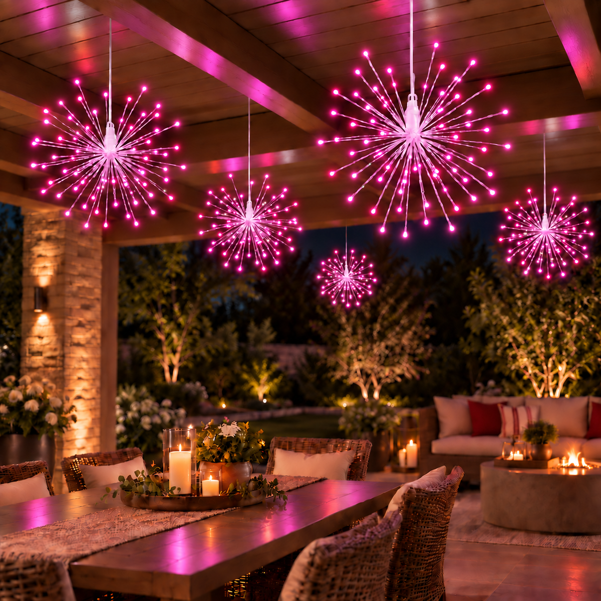 24" Pink LED Spritzer - Twinkle - White Frame — view 2