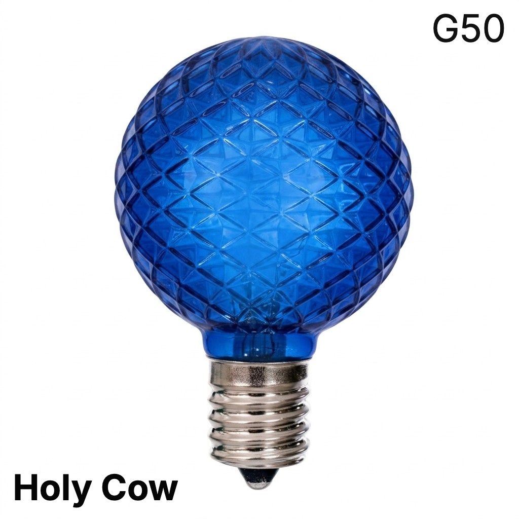 LED G50 Faceted Bulb - BLUE — view 1