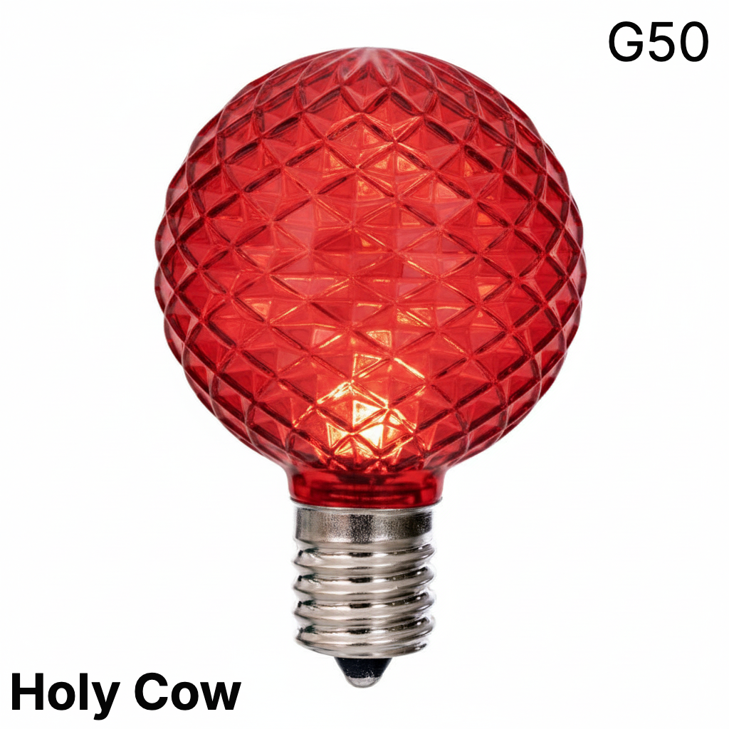 LED G50 Faceted Bulb - RED — view 1