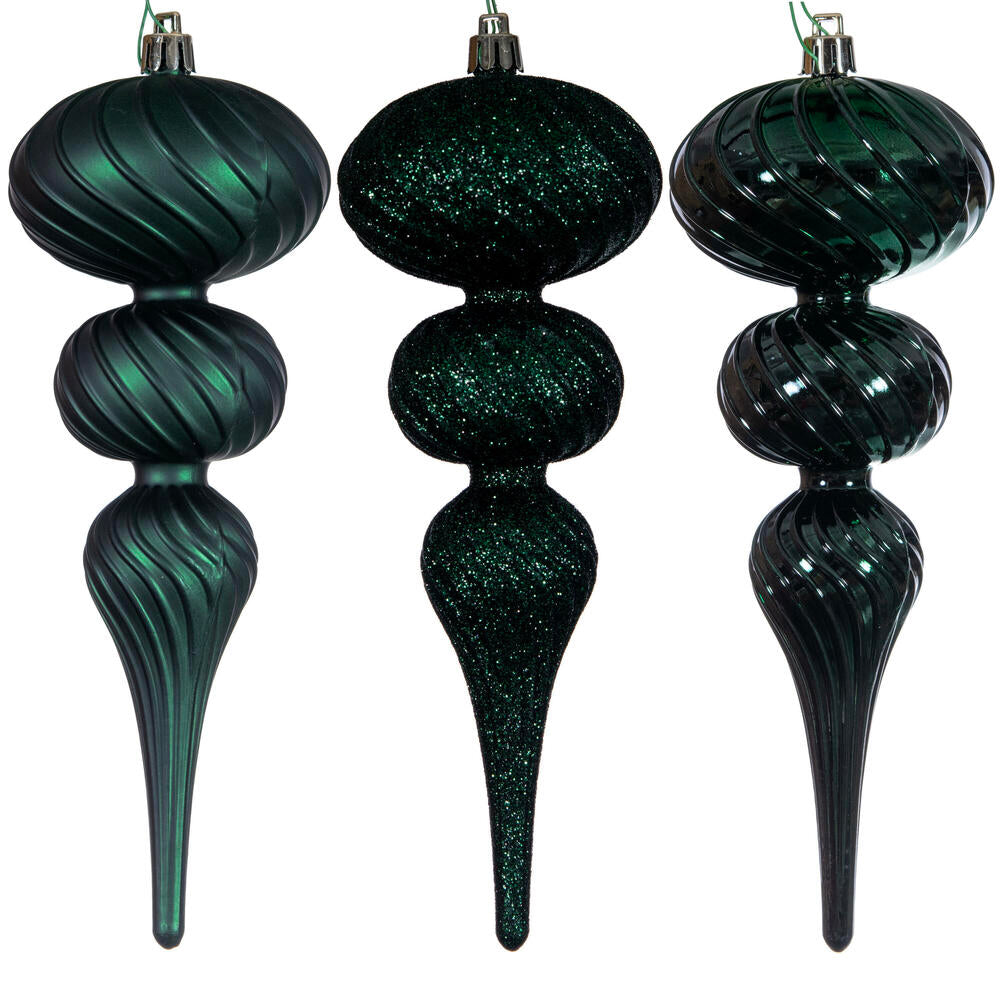 8" Swirl Finial Ornament - Midnight Green - Set of 6 — view 1