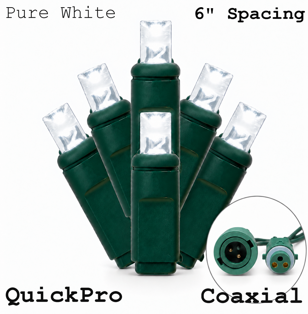 Pure White QuickPro 5MM LED Light Set - 50 Lights - 6" Spacing - Green Wire — view 1
