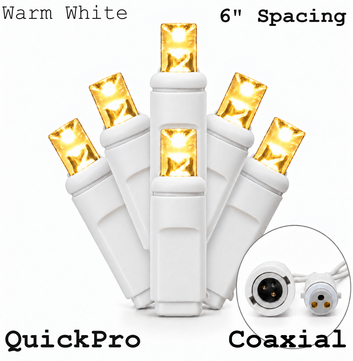 Warm White QuickPro 5MM LED Light Set - 50 Lights - 6" Spacing - White Wire — view 1