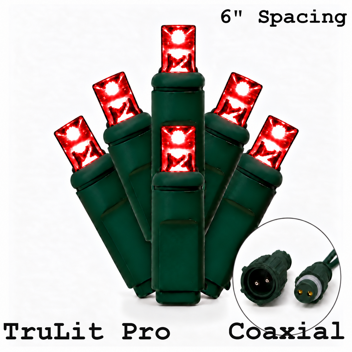 Red TruLit Pro 5MM LED Light Set - 50 Lights - 6" Spacing - Green Wire — view 1