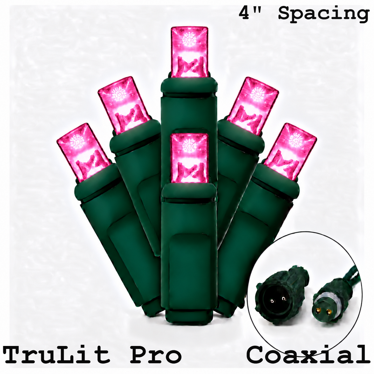 Pink TruLit Pro 5MM LED Light Set - 70 Lights - 4" Spacing - Green Wire — view 1