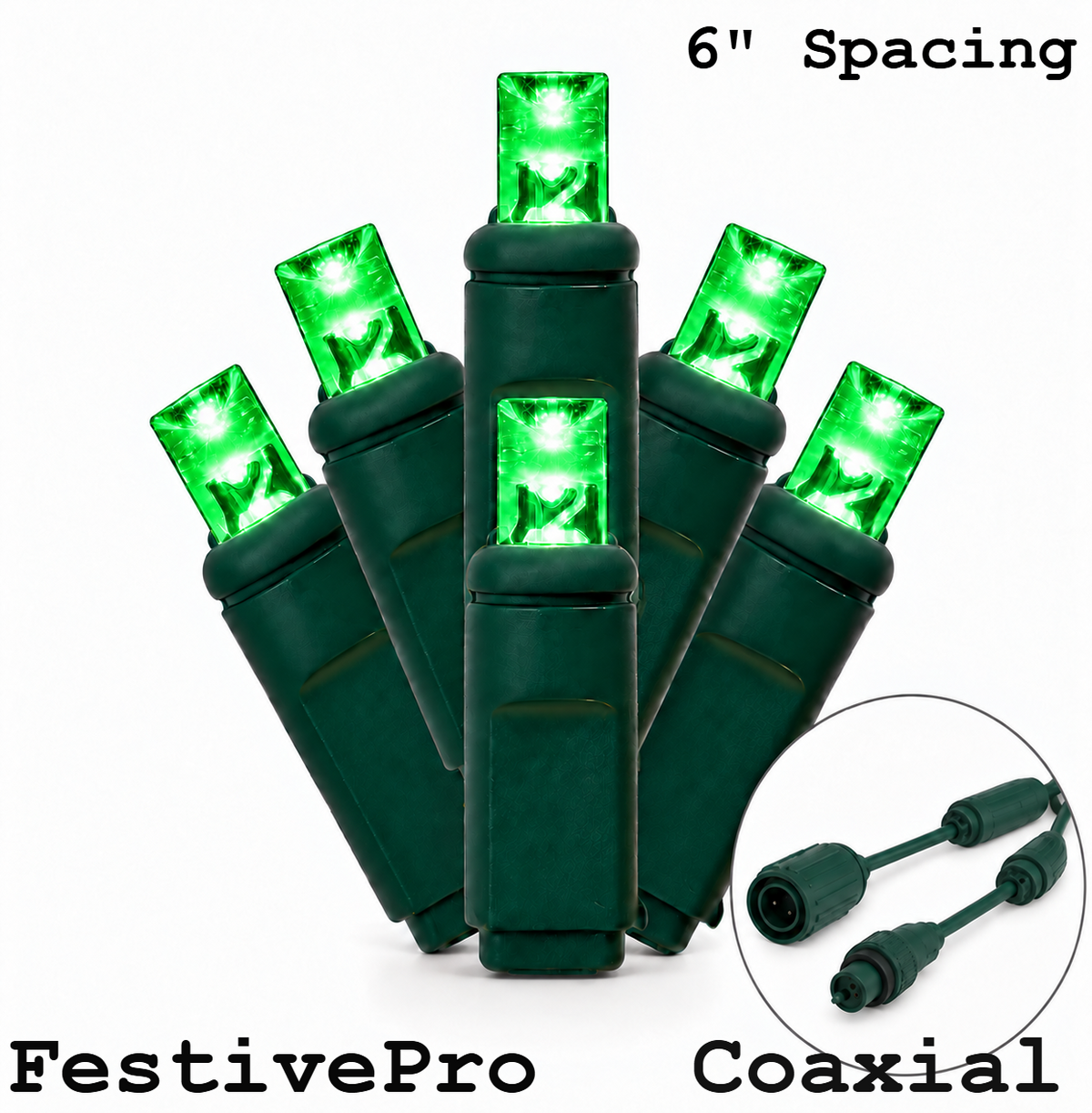 Green FestivePro 5MM LED Light Set - 50 Lights - 6" Spacing - Green Wire — view 1