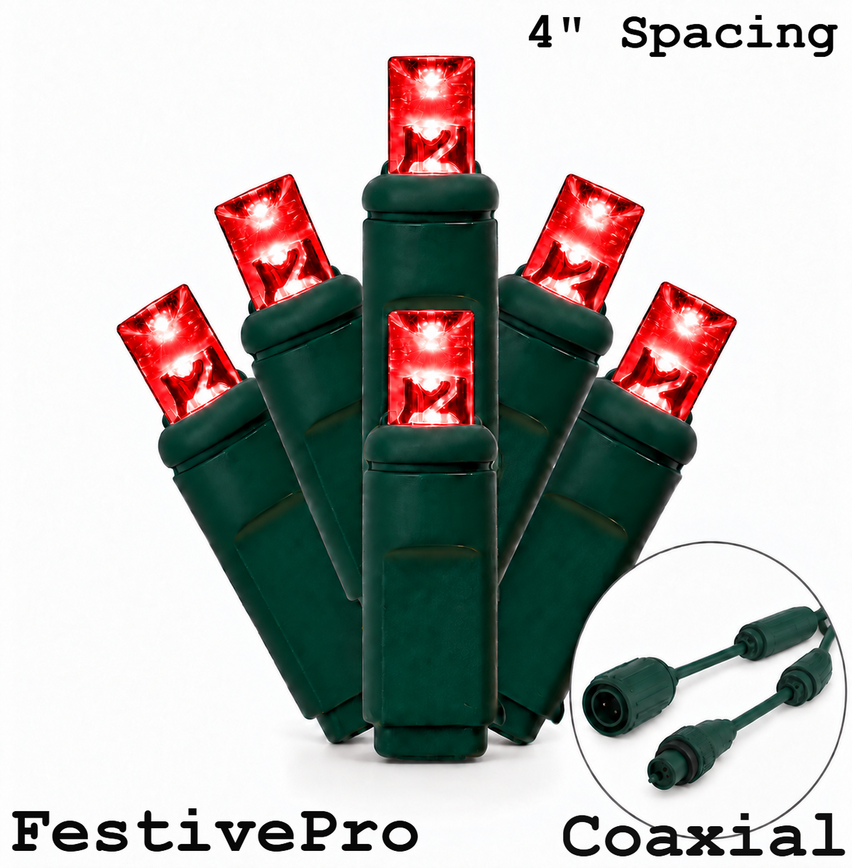 Red FestivePro 5MM LED Light Set - 70 Lights - 4" Spacing - Green Wire — view 1