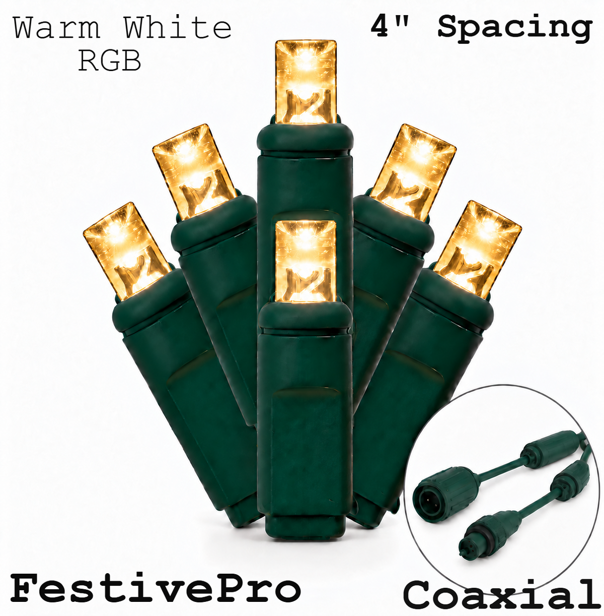 RGB/Warm White FestivePro RGBWW 5MM LED Light Set - 25 Lights - 4" Spacing - Green Wire — view 1