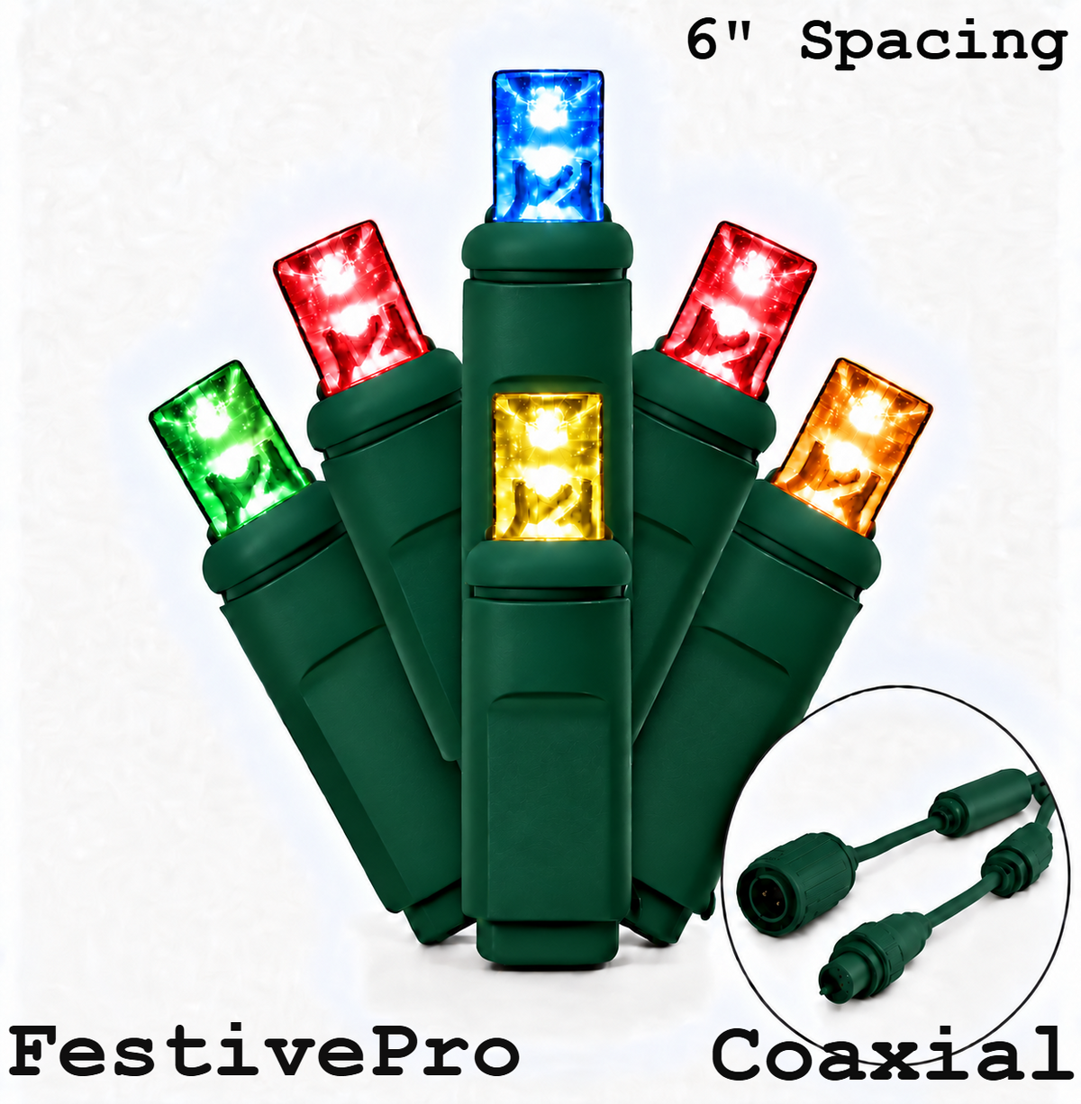Multicolor FestivePro 5MM LED Light Set - 50 Lights - 6" Spacing - Green Wire — view 1