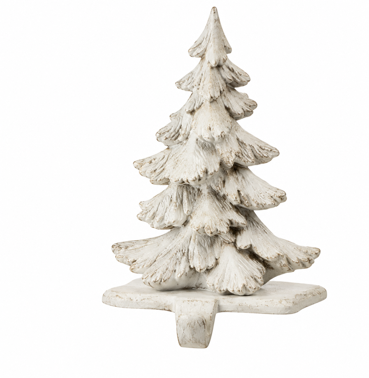 7.5" resin Winter Retreat Tree Stocking Holder- White — view 1