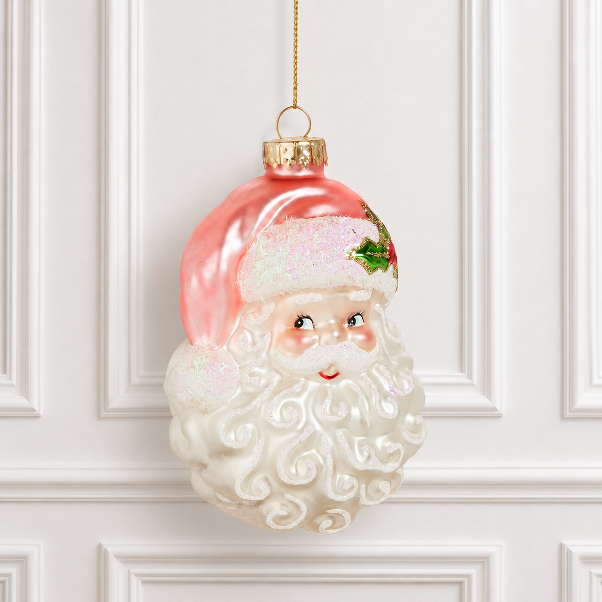 4" Pink Santa Head Ornament