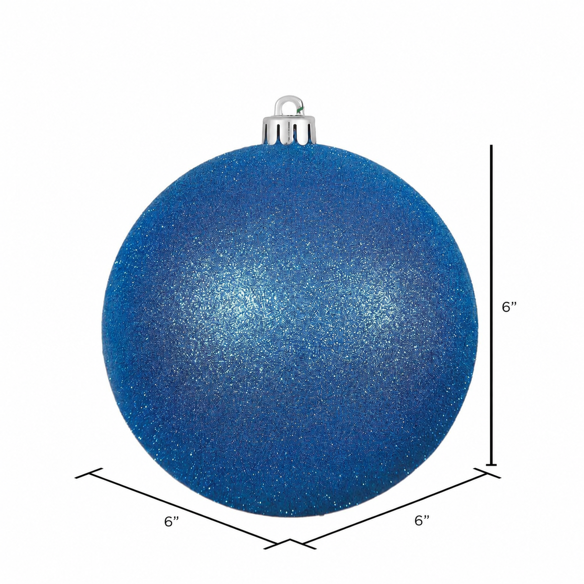 6" Shatterproof Ball Ornament - Blue - Glitter - Bag of 4 — view 3