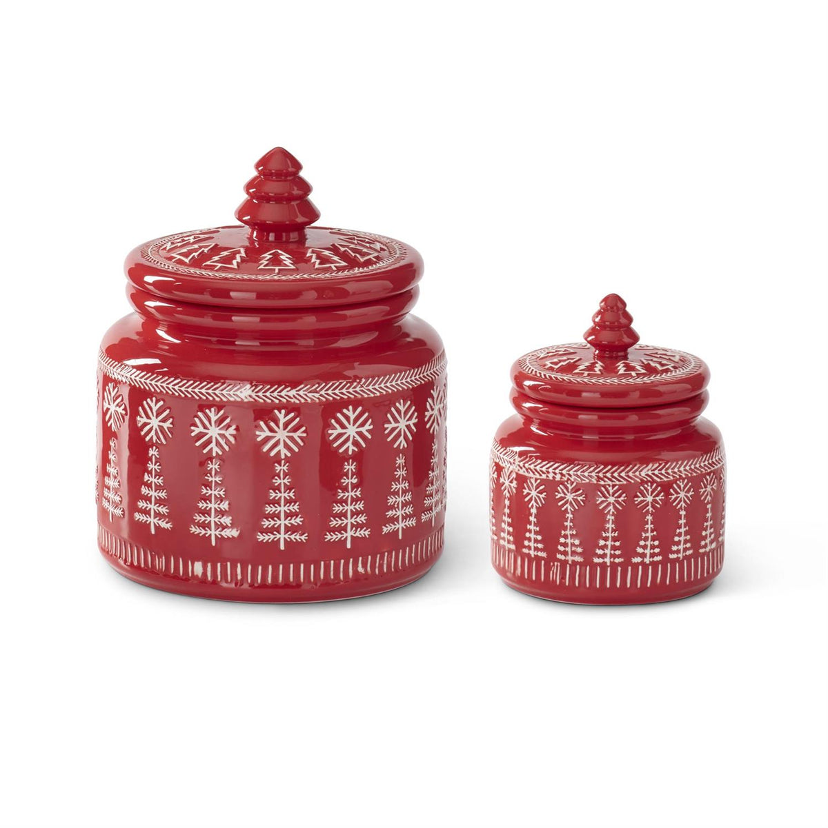 Red Ceramic White Embossed Snowflake — view 1