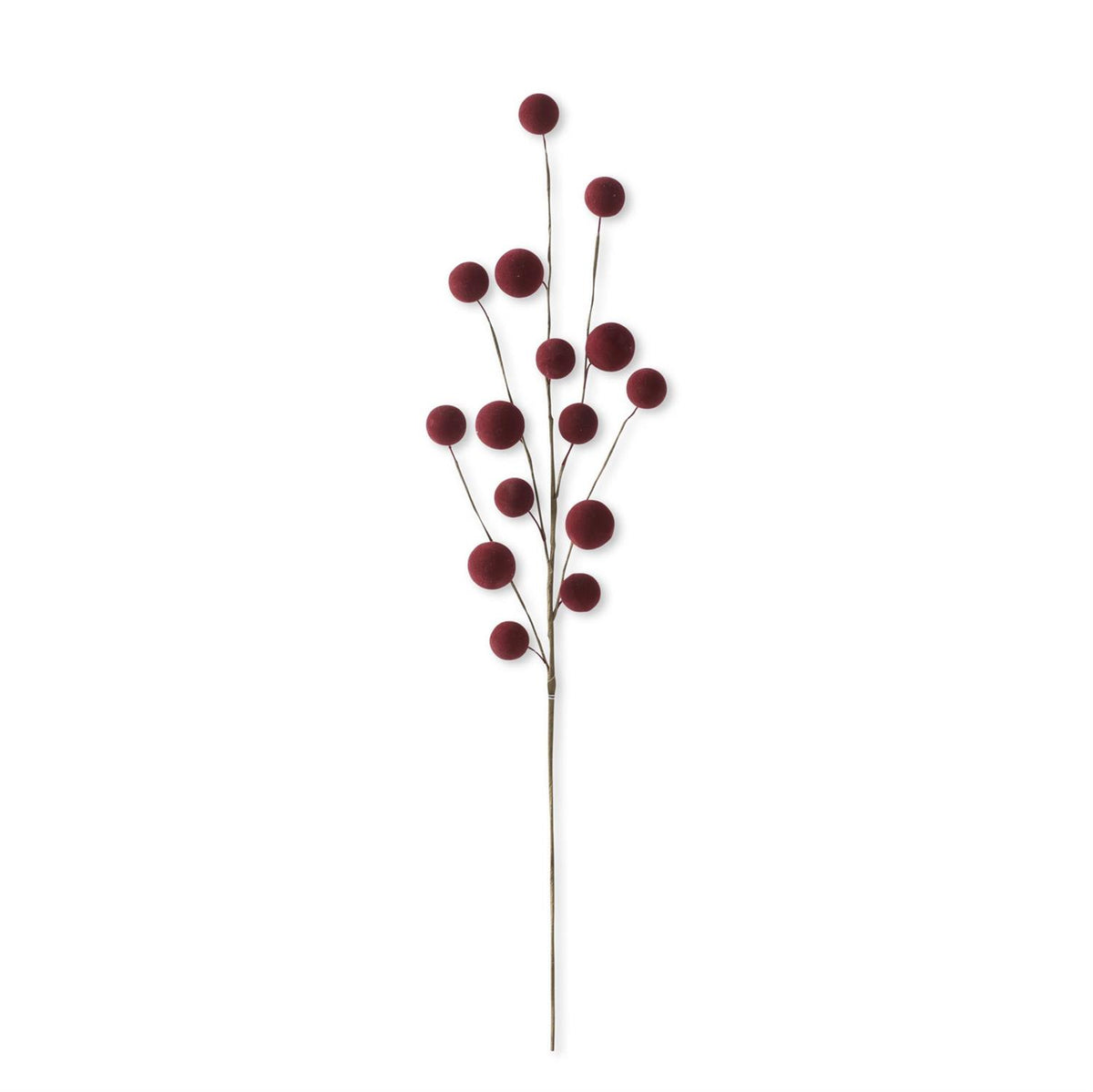 23.5 Inch Burgundy Flocked Ball Stem — view 1