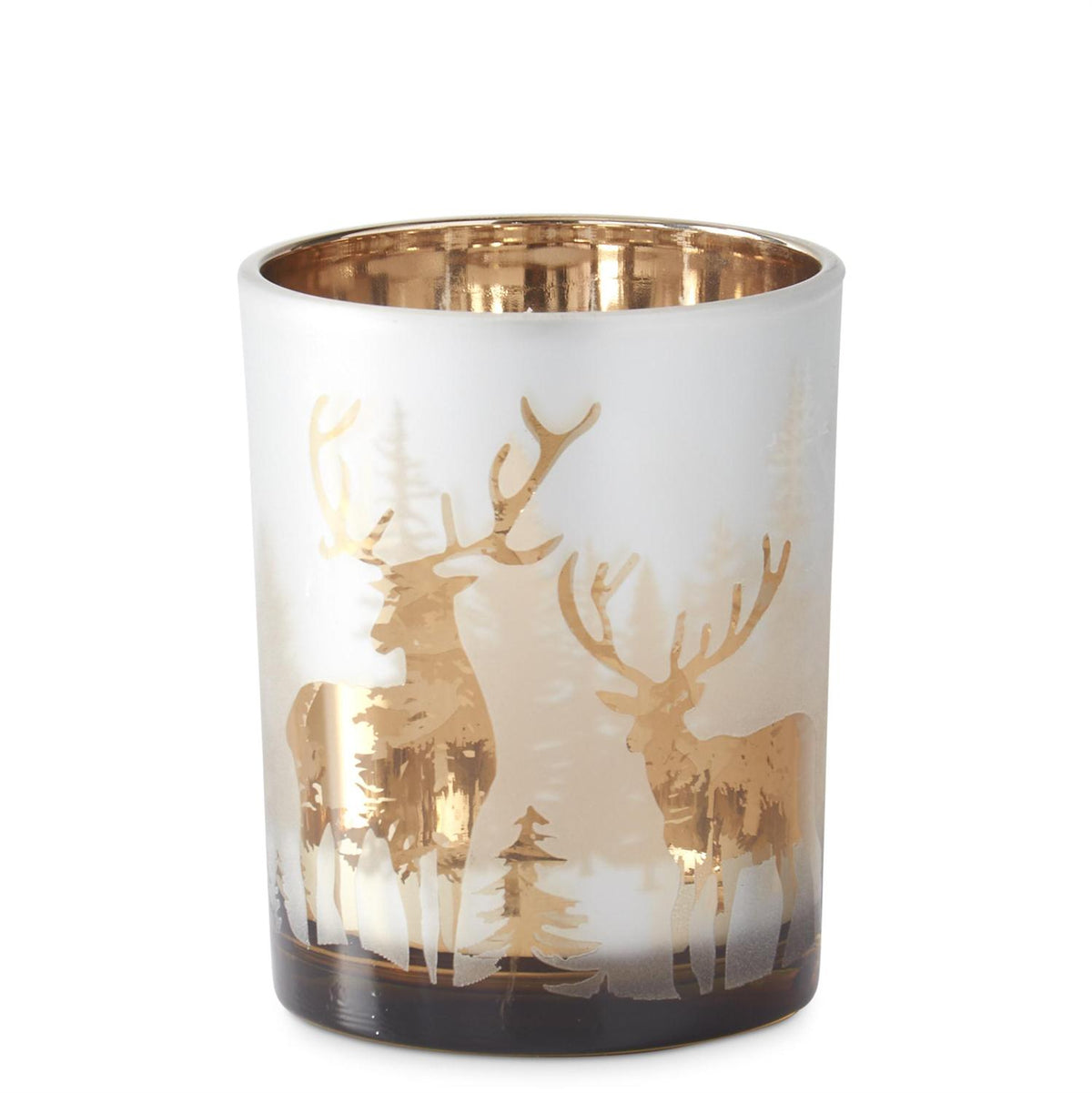 Set of 3 Frosted Glass Decorations with Rose Gold Interior Deer – Set of 3