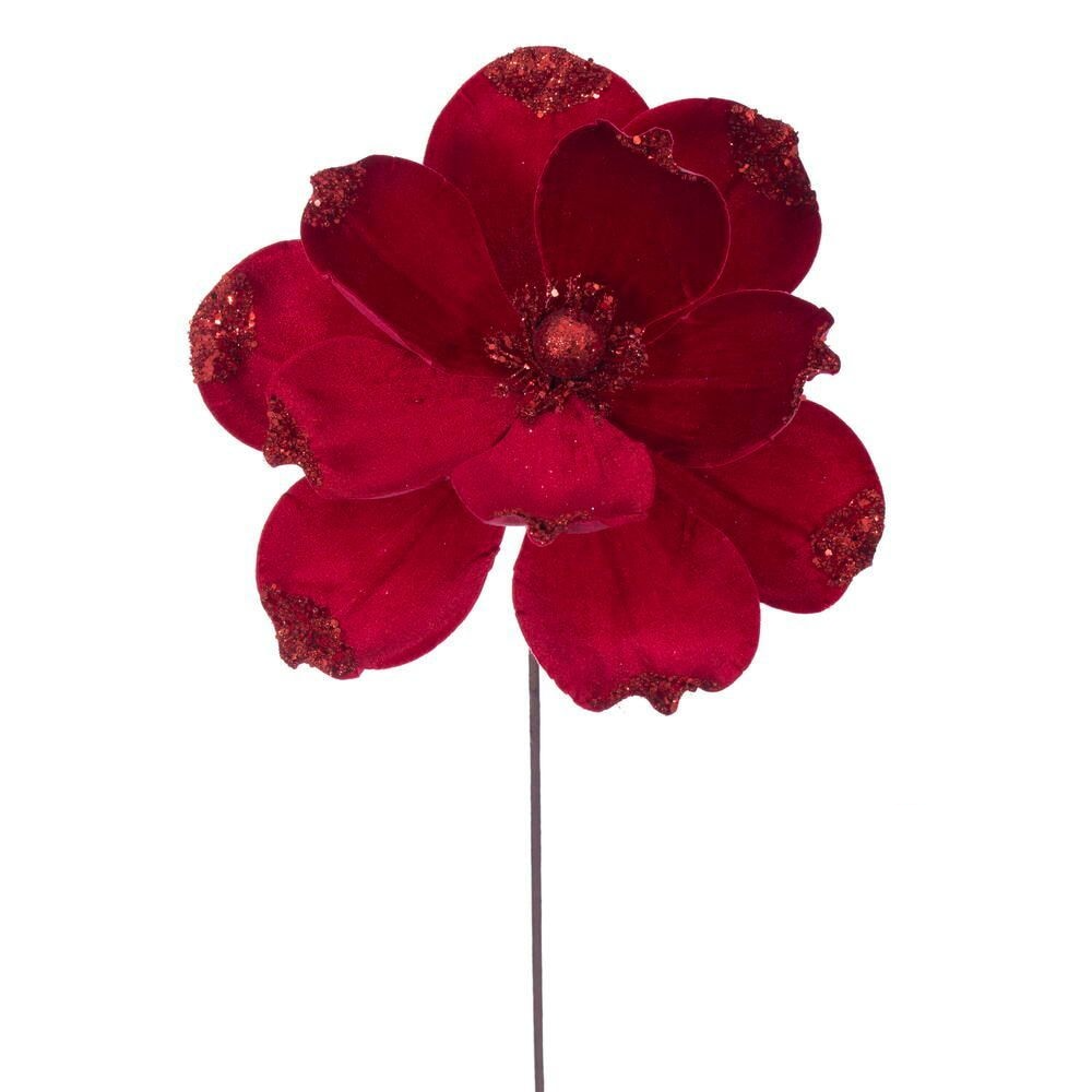 21.5" Velvet Magnolia 13" Flower - Set of 4 - Red — view 1